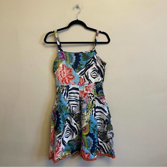 Chaudry KE S mini dress bohemian 100% cotton zebra floral snakeskin - Picture 6 of 9